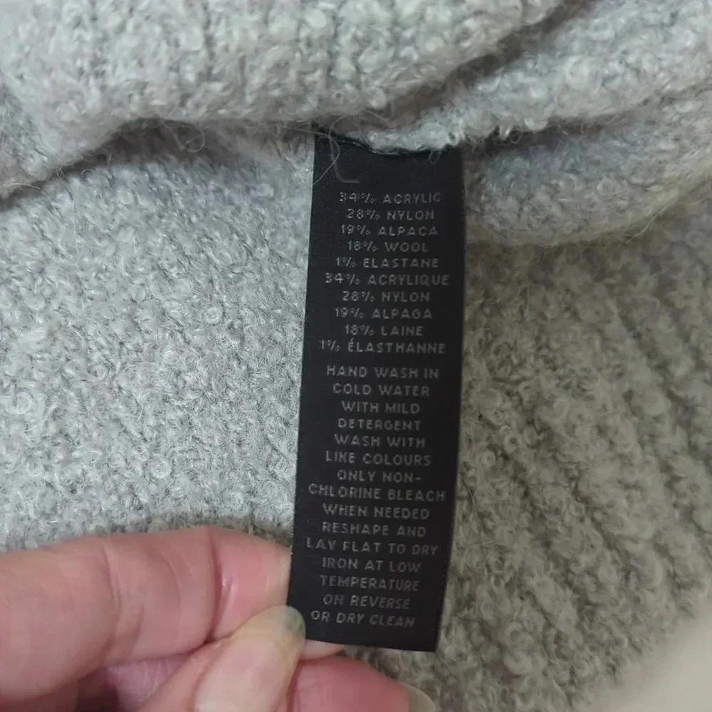 Saks Fifth Avenue Wool Sweater Mock Neck Sweater, Color Gray Size XL - Picture 11 of 12